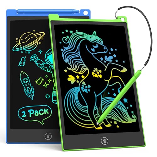 Tecjoe 2 Pack Lcd Writing Tablet, 10 Inch Colorful Doodle Board Drawing Tablet For Kids, Kids Travel Games Activity Learning Toy