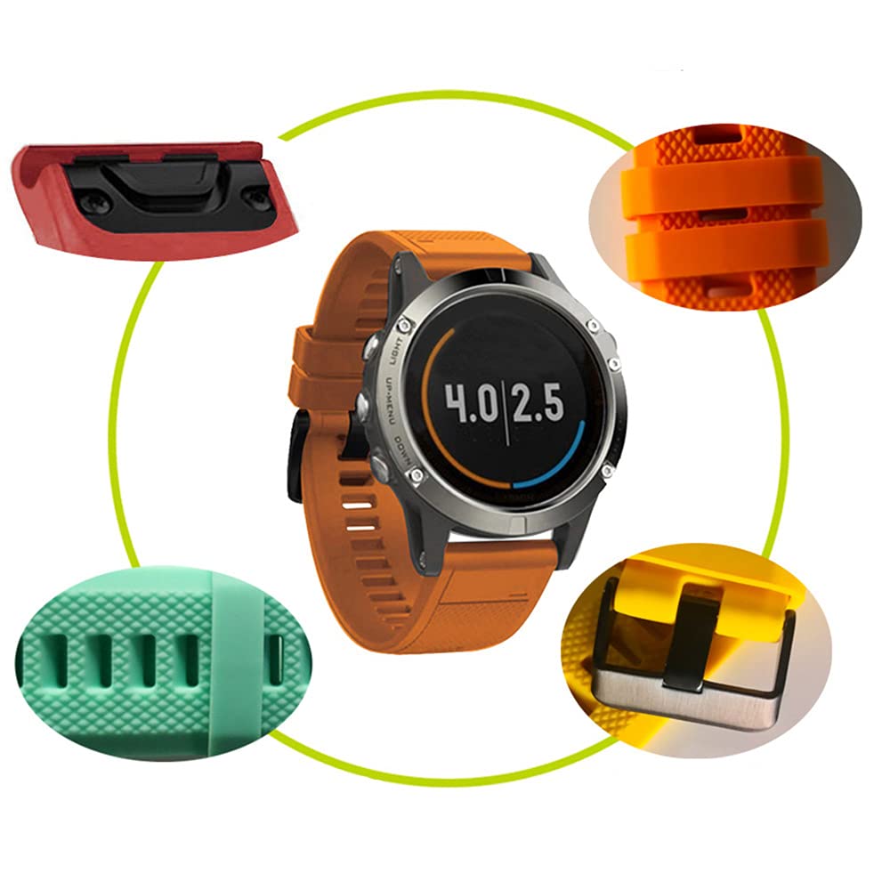 Aisports 22Mm Quick Fit Watch Band Compatible With Garmin Fenix 7/7 Pro/6/6 Pro/5/5 Plus Band Silicone, Soft Breathable Sport Wr