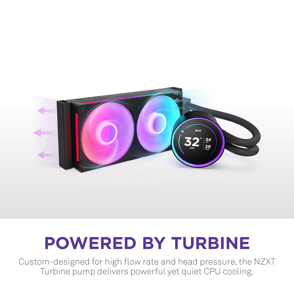 Nzxt Kraken Elite 240 Rgb 2024   Aio Cpu Liquid Cooler   240Mm Radiator   F240 Rgb Core Fan   Customizable 2.72'' Ips Lcd   Nzxt