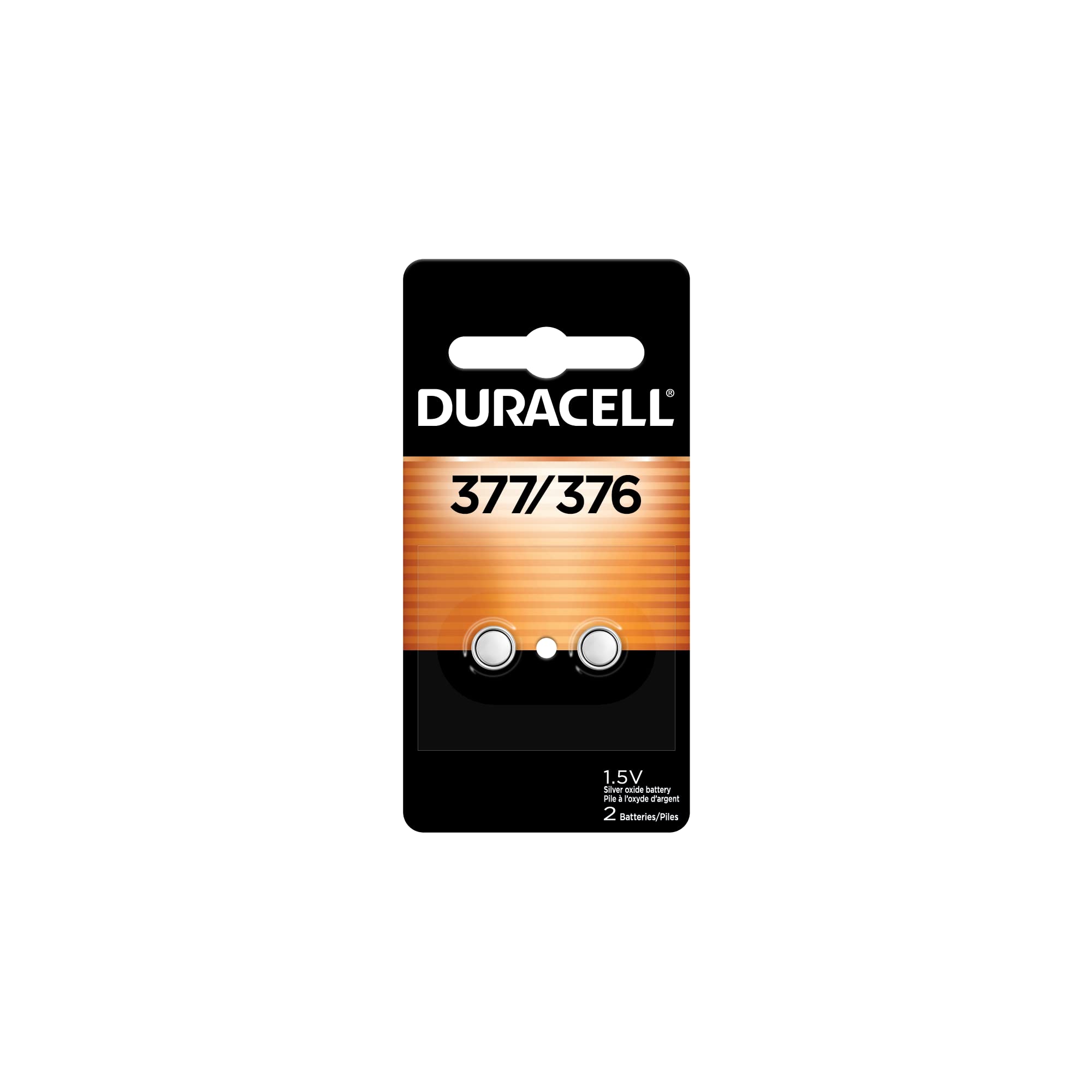 Duracell   376/377 Silver Oxide Button Battery   Long Lasting Battery   2 Count