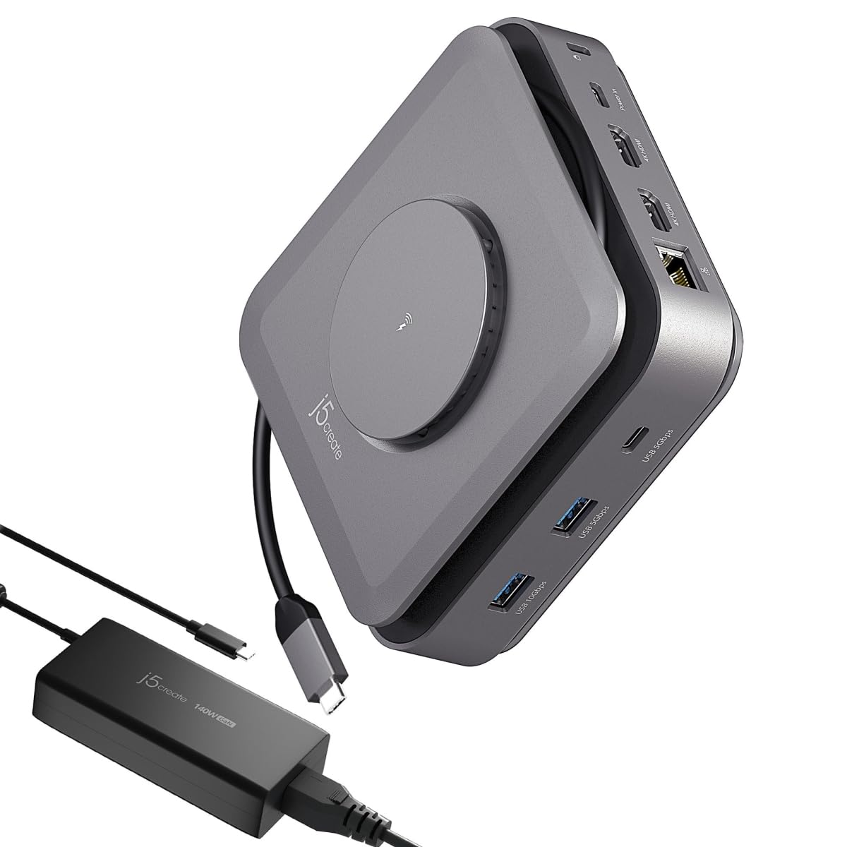 j5create AC JCD3199P USBC Dock Dual 4K HDMI Hub w 140W GaN PD3.1 PowerAdapter