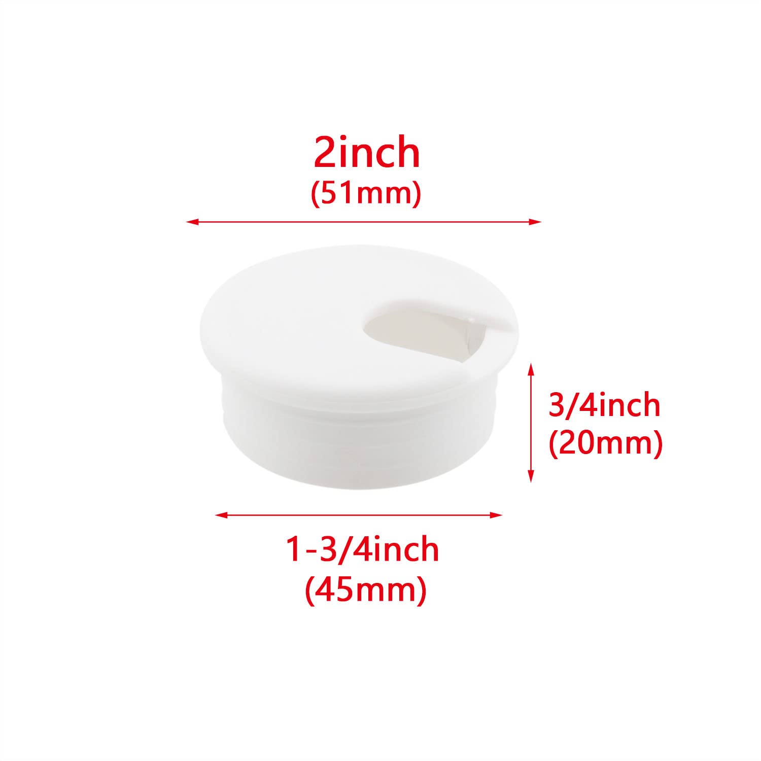 Hjgarden 2Pcs 1 3/4 Inch Desk Wire Cord Cable Grommets Hole Cover For Office Pc Desk Cable Cord Organizer Plastic Cover White