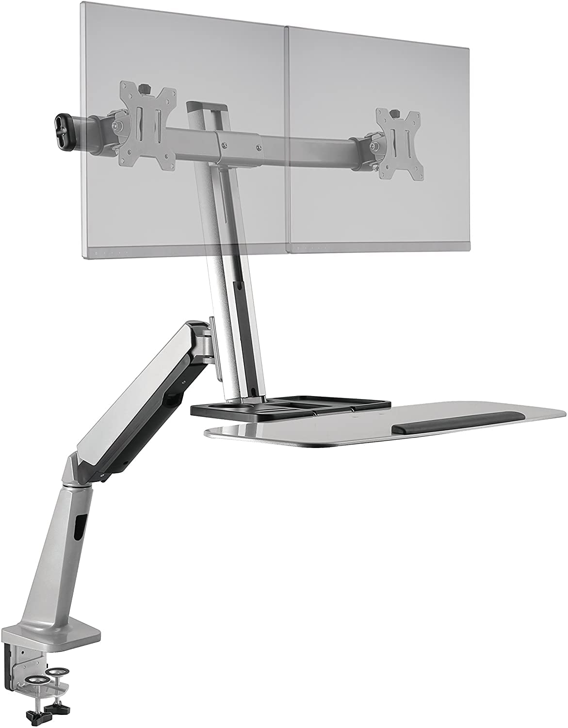Ergotech Freedom Lift | Includes Dual Monitor Sit And Stand Workstation For Computer Monitor Screens And Clamp Mount | Full Moti