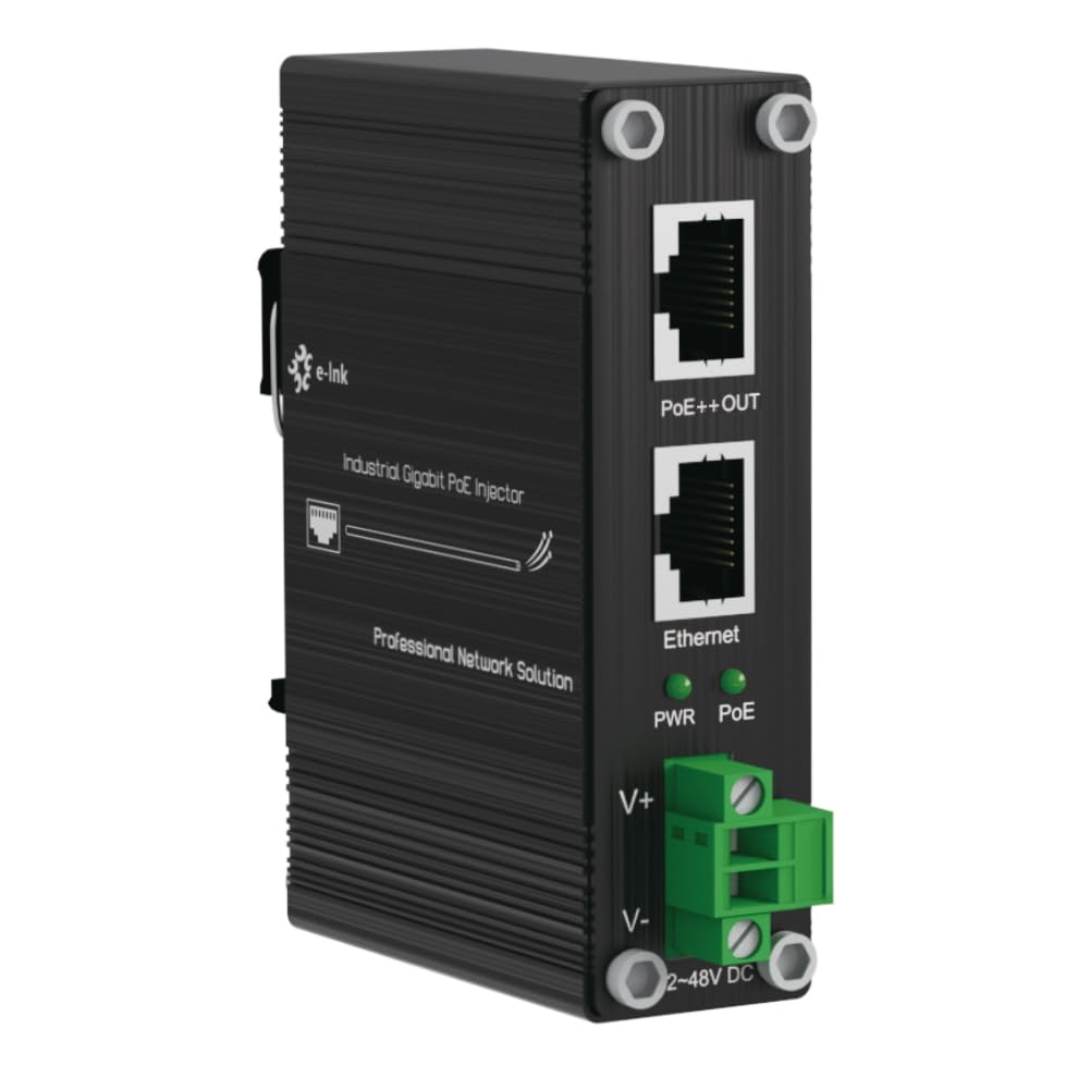 E Link Industrial 2.5G Hardened 1 Port Ethernet Input + 1 Port Ieee 802.3At/Bt 95W Poe++ Output Injector With 12~48V Dc Power In