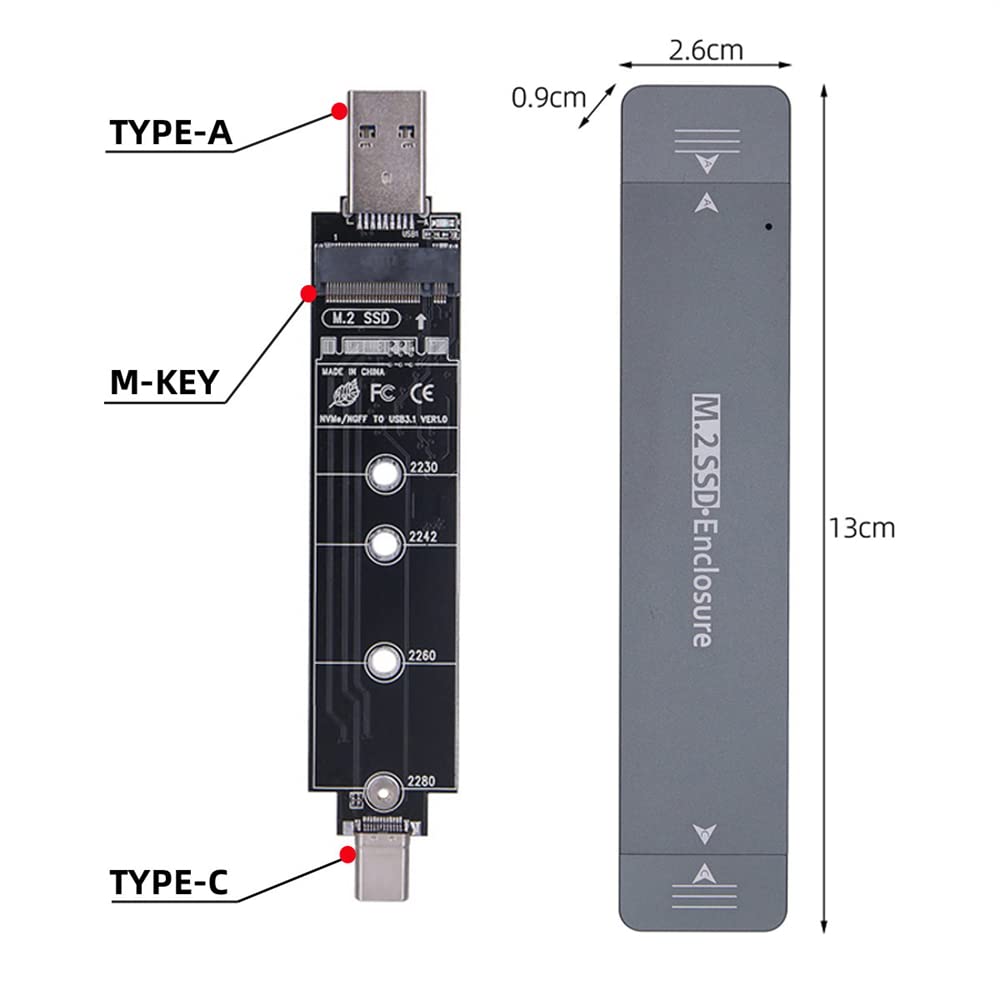 Nfhk Combo Type C & Usb3.0 To Nvme M Key M.2 Ngff Sata Ssd Pcba Case 2280/2242/2230Mm Adapter Rtl9210B Chipset