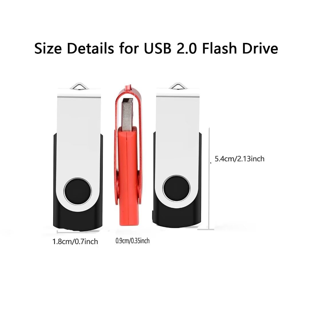 Makactua Usb Flash Drive 2G 20 Pack Bulk Usb 2.0 Flash Drives Thumb Drive Swivel Memory Stick Jump Drive Pen Drive Zip Drive