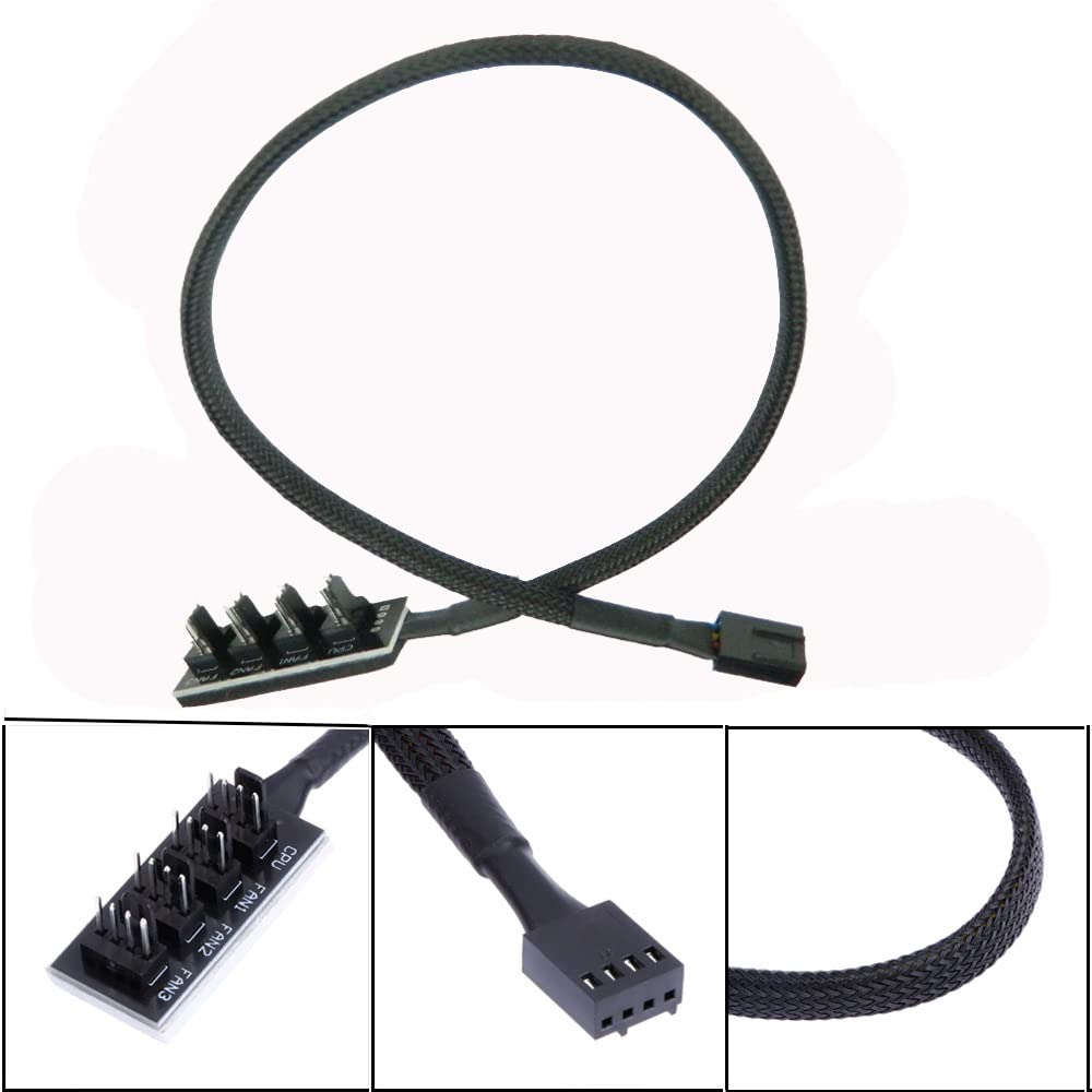 Fbhdzvv 2Pcs Pwm Fan Hub Splitter 4 Pin/3 Pin Pc 4 Way Splitter, Cooling Fans Power Cable 1 To 4 Way Pc Case Internal Motherboar
