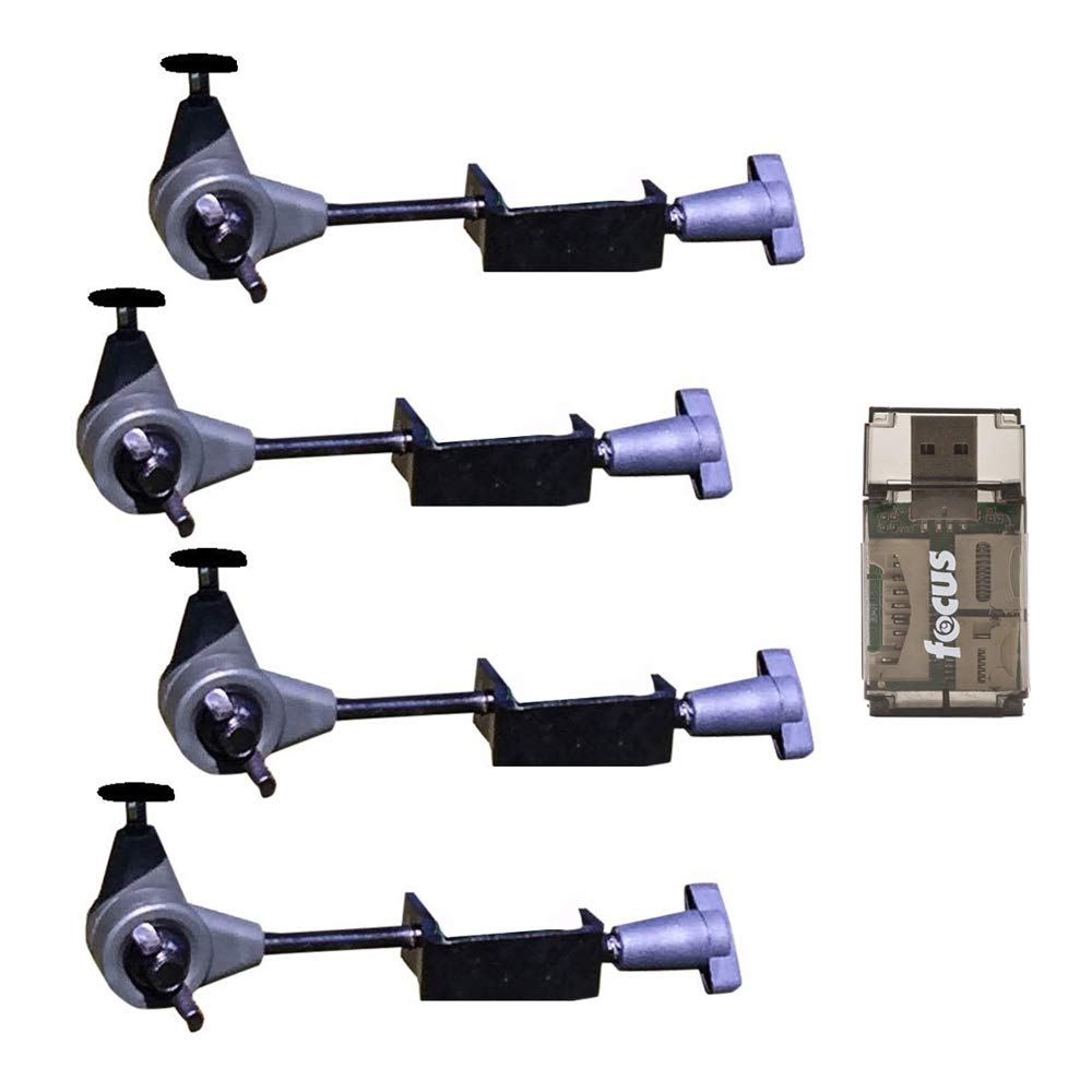 Hme Products T Post Trail Camera Holder (4 Pack) Bundle With Card Reader (5 Items)