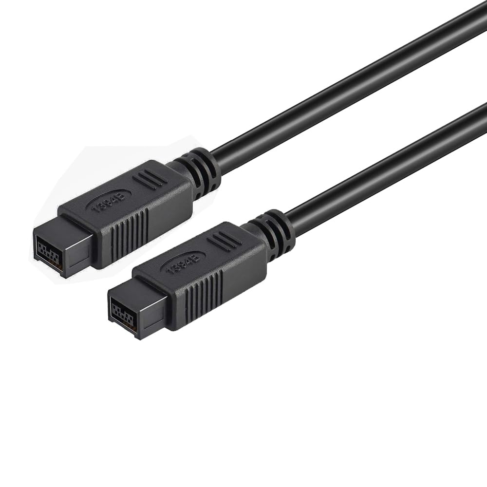 Firewire Cable Ieee 1394 9Pin To 9Pin Firewire 800 Cable For Dv Camera Digital Camcorder Printer Scanner Hard Drive (6Ft, Male To Male)