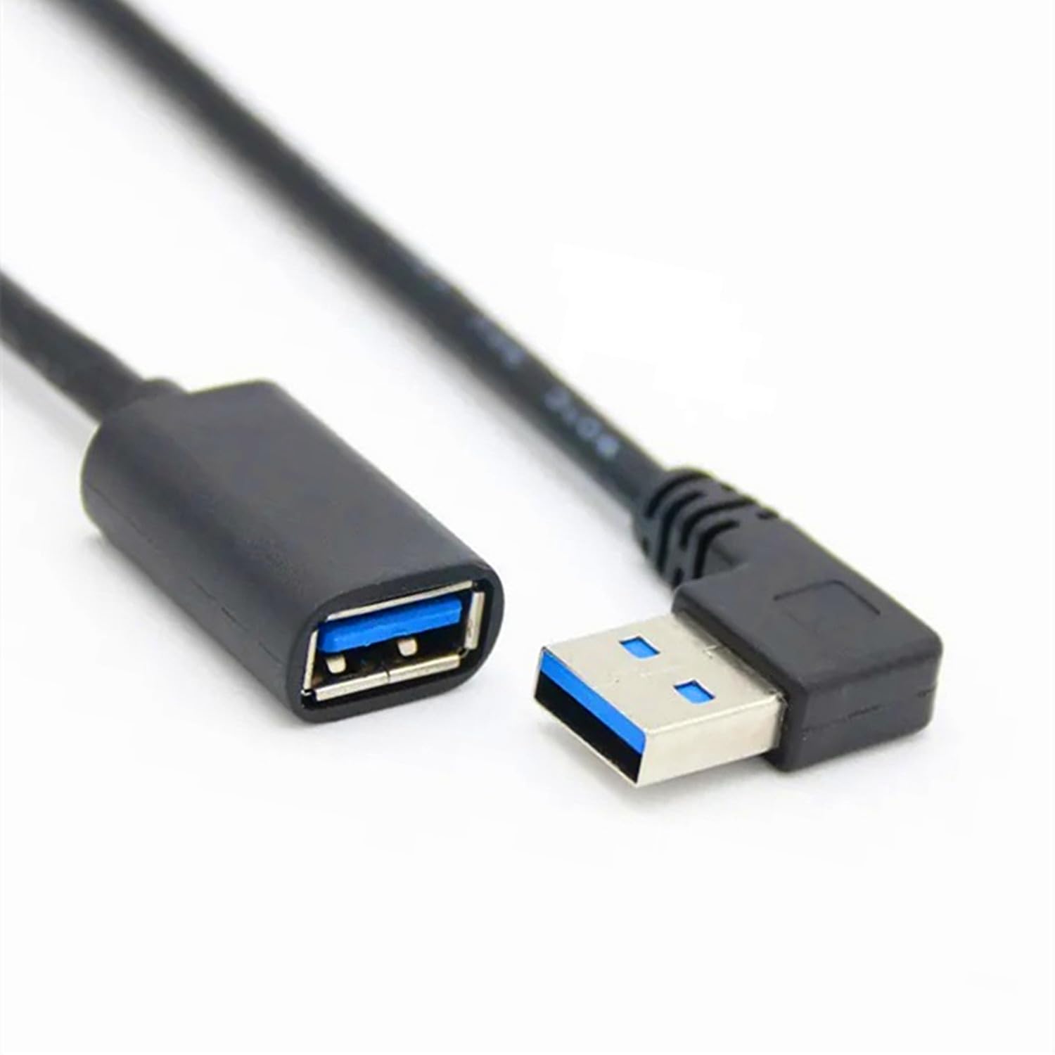Alinna Usb 3.0 Extension Cable, 90 Degree Left Angle Black Usb 3.0 Male To Female Extender Cord For Computer, Tablet, Television, Projector, Printer, Flash Drive, Usb Keyboard, Gamepad 30Cm