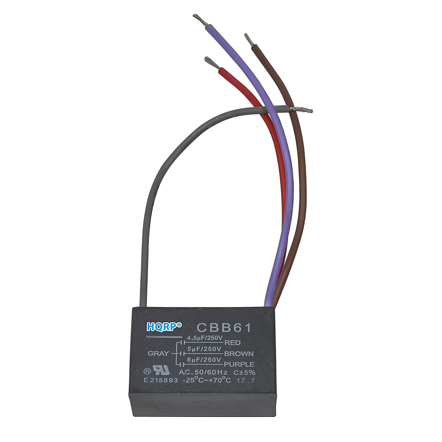 Hqrp Capacitor Compatible With Hampton Bay Ceiling Fan 4.5Uf+5Uf+6Uf 4 Wire Cbb61