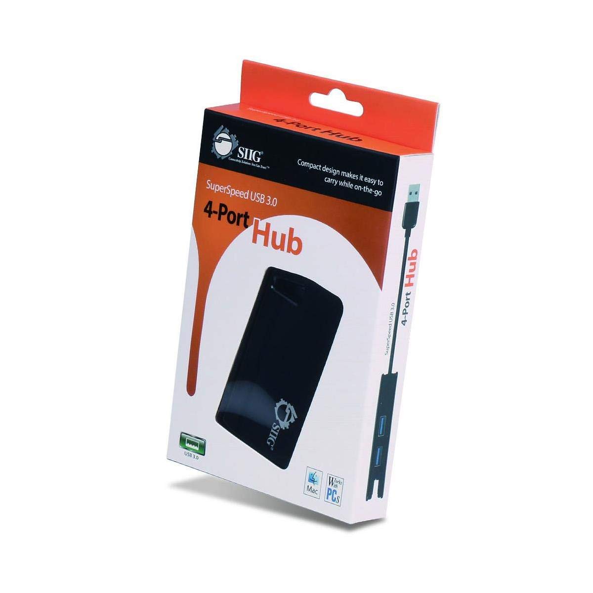 Siig Ju H30812 S1 Super Speed Usb 3.0 4,Port Hub, 4 Ports, Black