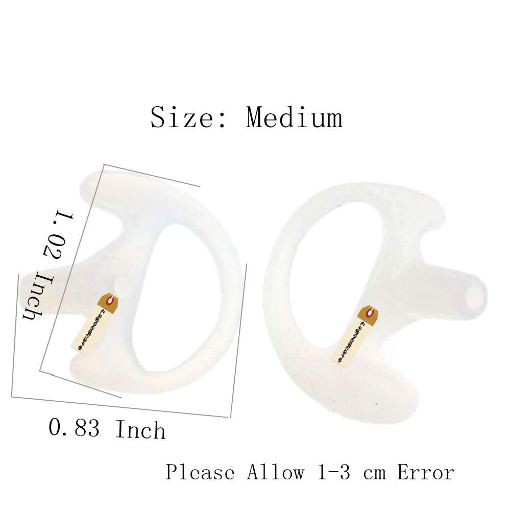 Lsgoodcare 20Pcs Replacement Earmold Earbud (Left And Right Ear) For Two Way Radio Acoustic Coil Tube Earpiece, Walkie Talkie Earmould Ear Buds White Medium, Soft Silicone Ear Pieces