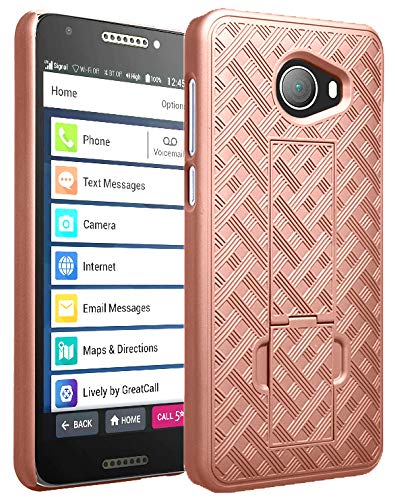 Nakedcellphone Case For Jitterbug Smart2, [Rose Gold Pink] Slim Ribbed Rubberized Hard Shell Cover [With Kickstand] For Greatcal