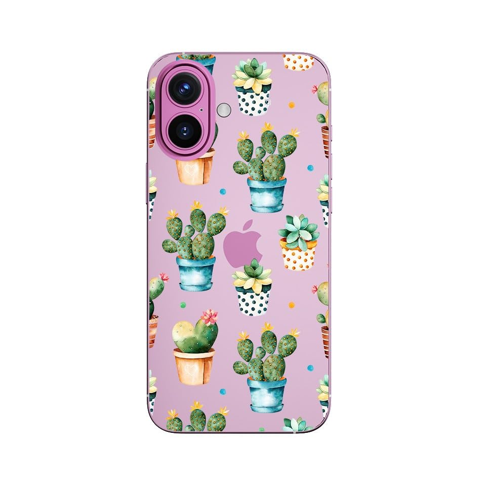 Blingy'S For Iphone 16 Case, Cute Cactus Pattern Fun Floral Succulents Design Transparent Soft Tpu Protective Clear Case (6.1 In