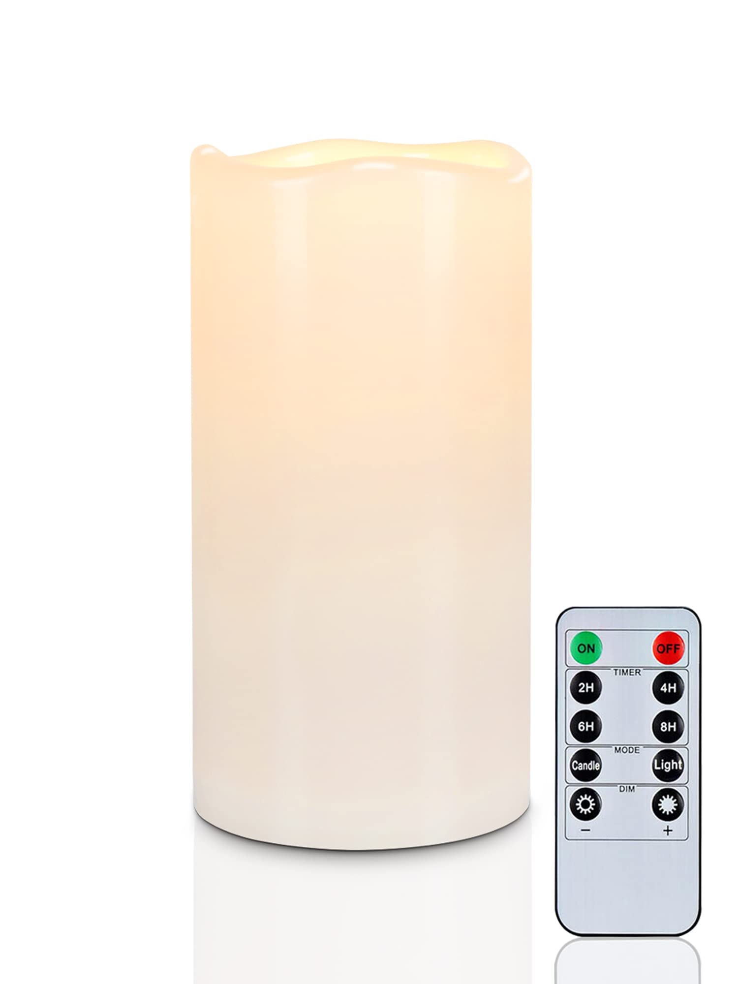 5Plots 4'' X 8'' Single Waterproof Outdoor Flameless Candles, Battery Operated Flickering Led Pillar Candles With Remote And Tim
