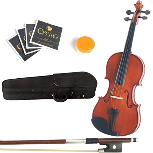 Mendini By Cecilio 16 Inch Ma250 Varnish Solid Wood Viola With Case, Bow, Rosin, Bridge And Strings