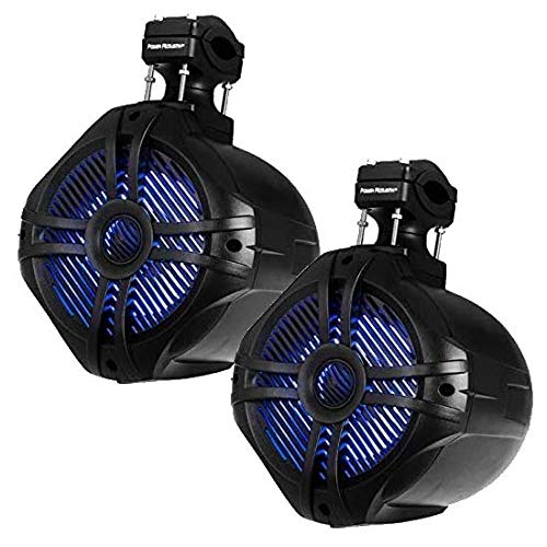 Power Accoustik MWT-65BL LED Marine Wake Tower Speakers 6.5 inch 600W Black