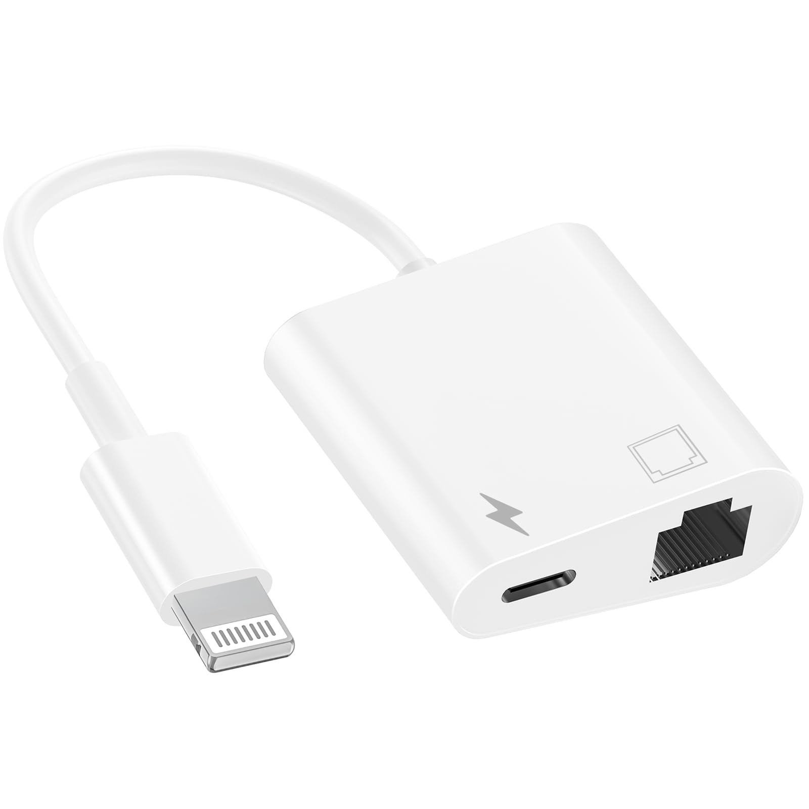[Apple MFi Certified] 2 in 1 Lightning to RJ45 Ethernet LAN Network Adapter with Charge Port Compatible with iPhone/iPad/iPod Mo