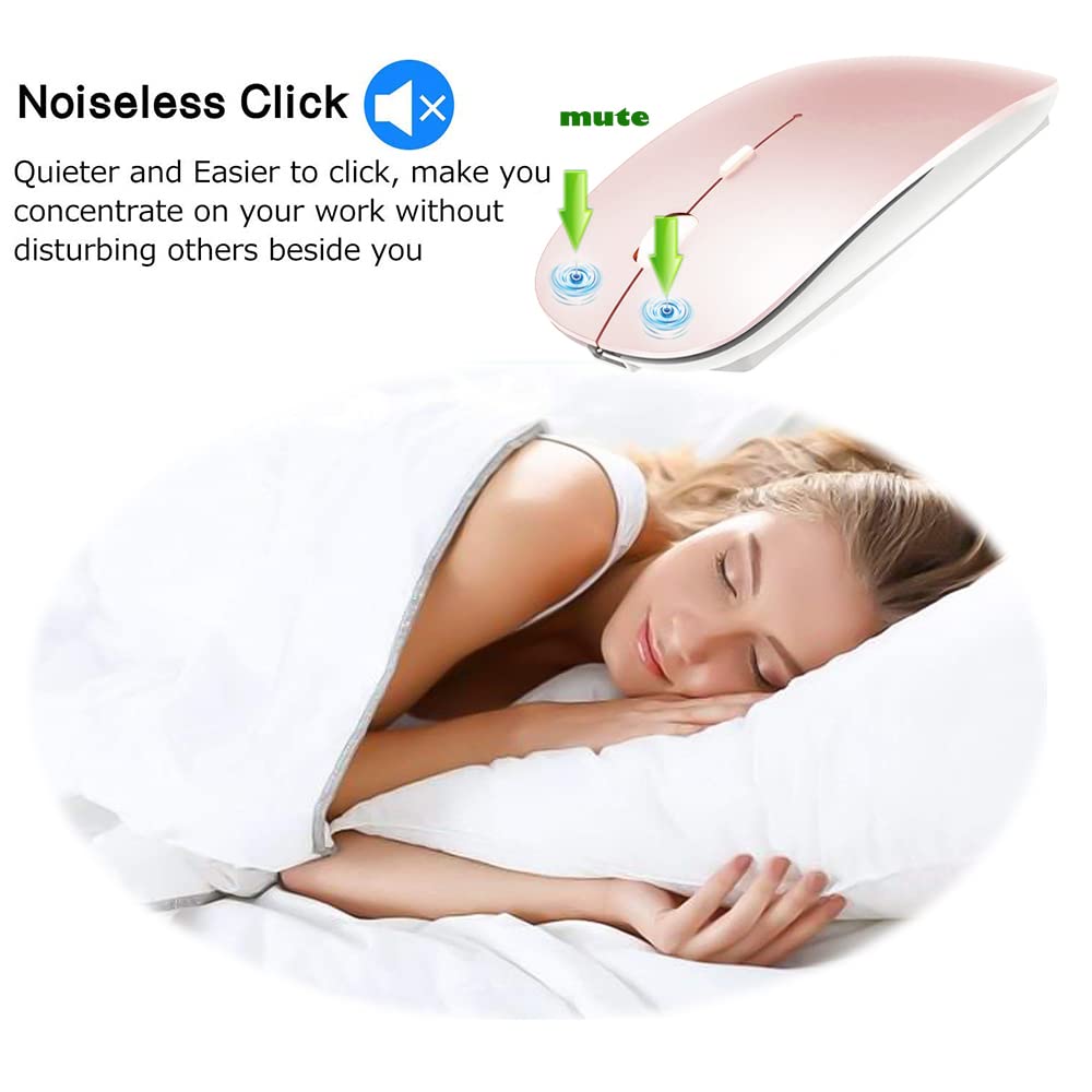 Klo Bluetooth Mouse For Macbook/Macbook Air/Pro/Ipad, Wireless Mouse For Laptop/Notebook/Pc/Ipad/Chromebook (Pink)
