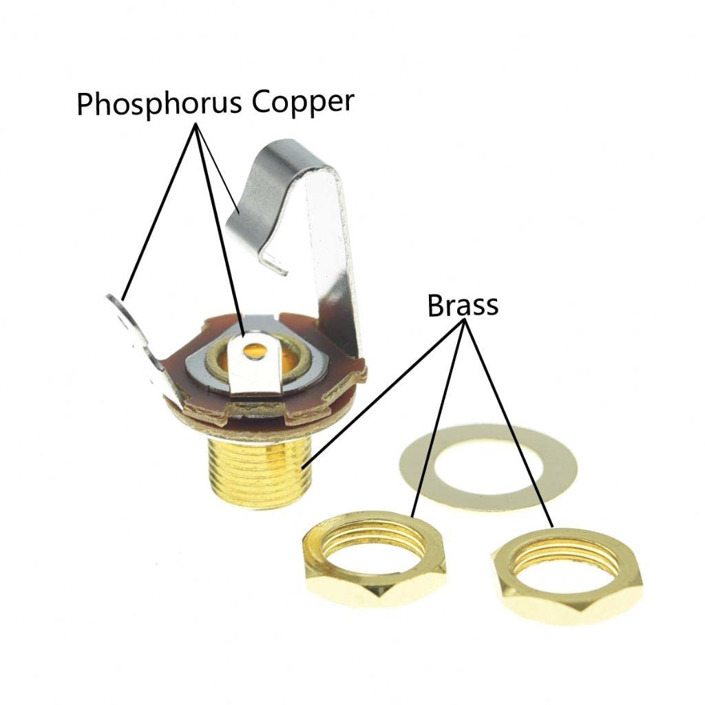 Kaish Gold Brass Metric Electric Guitar Jackplate Electrosocket Jack Plate With Brass Output Mono Jack And Screws For Fender Tel