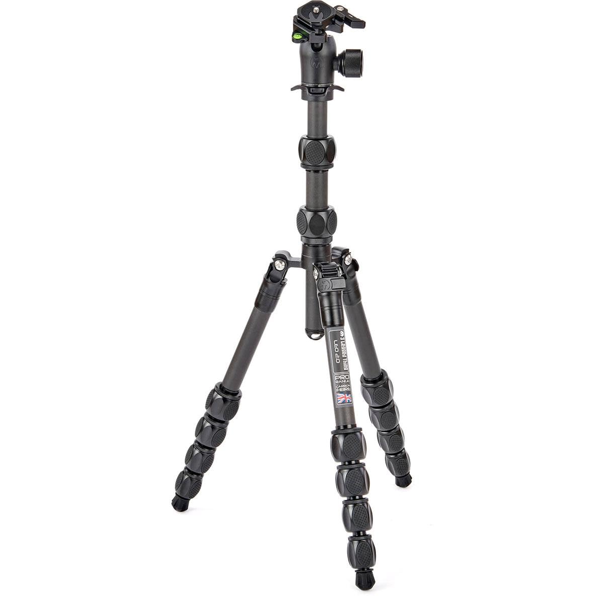 3 Legged Thing Pro Range 2.0 Leo 2.0 Kit Carbon Fibre Travel Tripod System   Adjustable Camera Tripod With 3 Detachable Legs For Monopod Conversion   Darkness Matte Black (Leokitdark2)