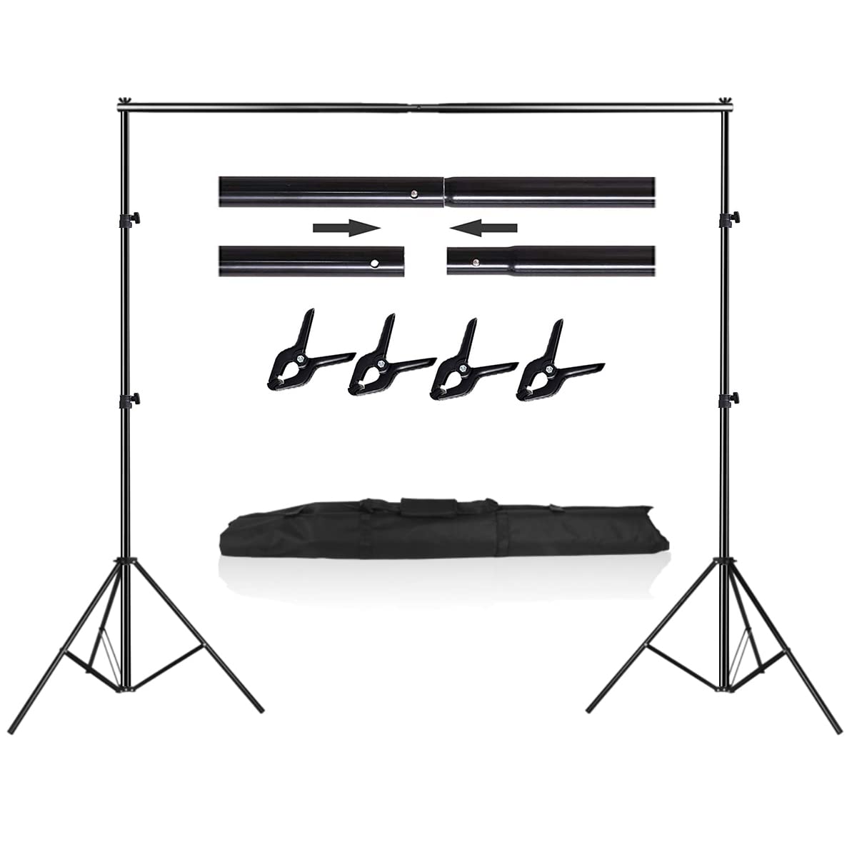 Hyj Inc Photo Video Studio Photography Backdrop Stand, 8 X 8 Ft Adjustable Photo Background Holder, Back Drop Banner Stand Support System Kit With Carry Bag