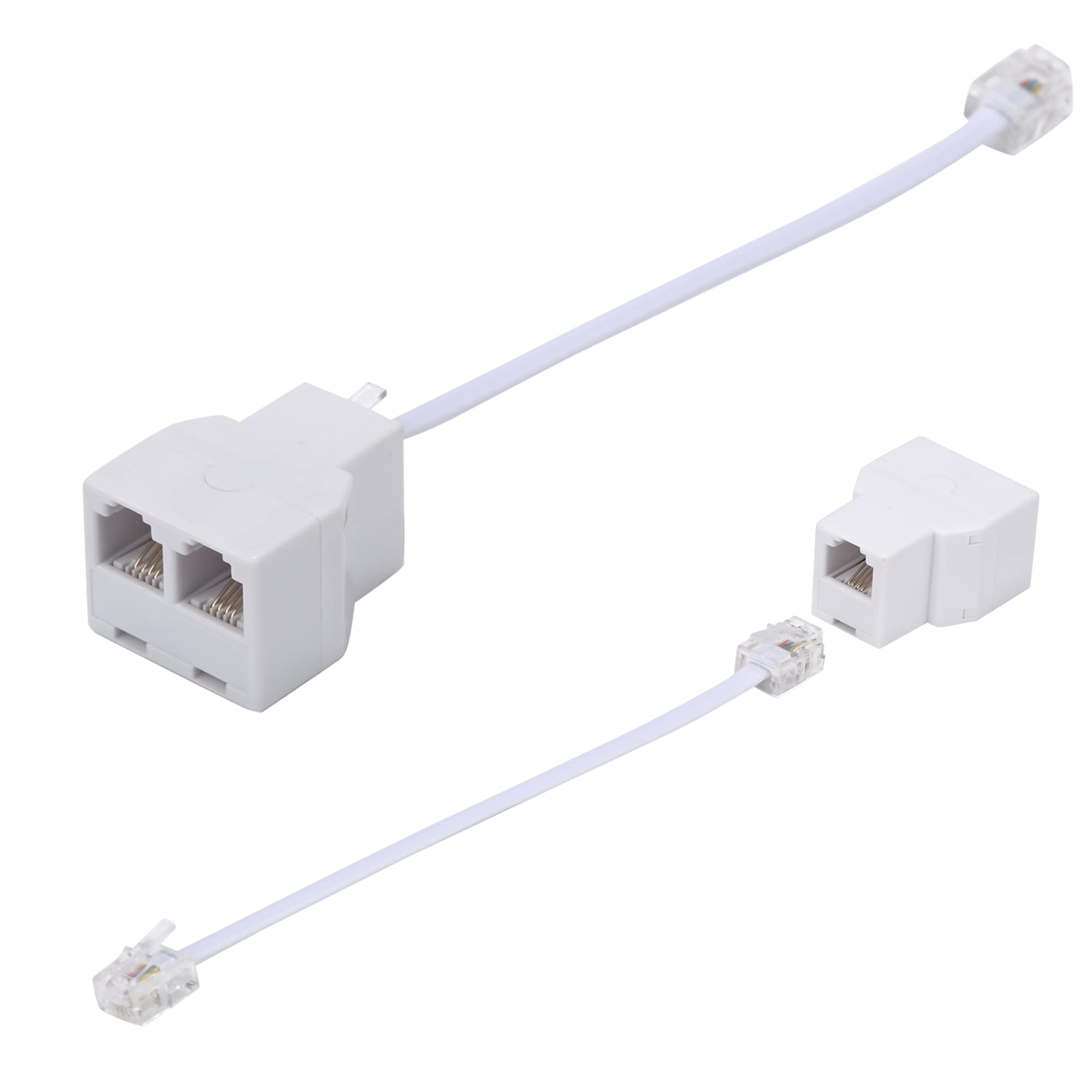Ubramac Phone Line Splitter,Telephone Splitter,With Rj11 6P4C Plugs,Suitable For Telephone,Fax Machine,White 2 Pack