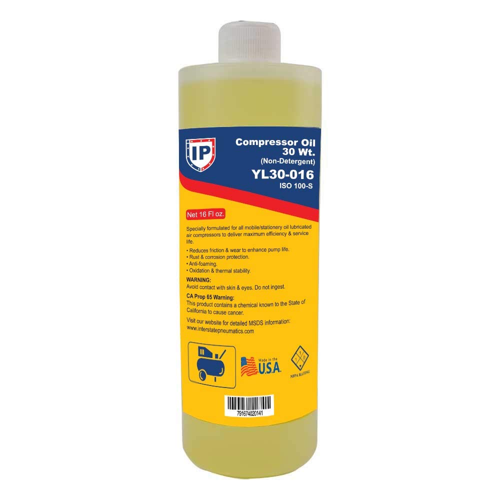 Interstate Pneumatics Yl30 016 Non Detergent Compressor/Pressure Washer Pump Oil 30 Wt.   Iso 100 S (16 Oz.)