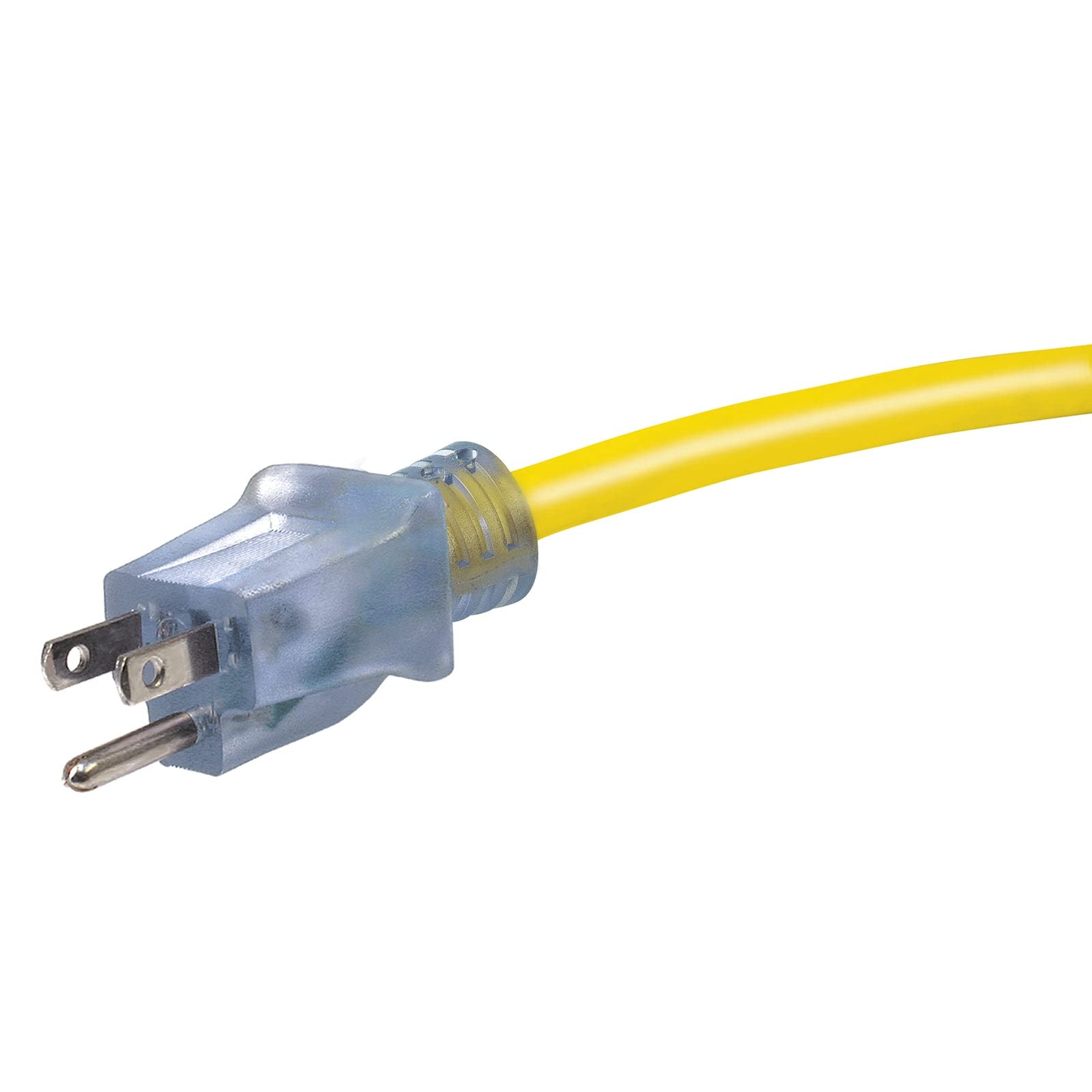 Clear Power 50 Ft 3 Outlet Heavy Duty Outdoor Extension Cord 12/3 Sjtow, Yellow, Water & Weather Resistant Flame Retardant, Powe