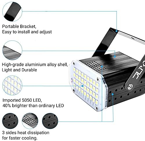 Jlpow White Strobe Light ,Super Bright 36 Led Strobe Light For Party ,Sound Activated And Speed Control Mini Dj Strobe Lights ,B