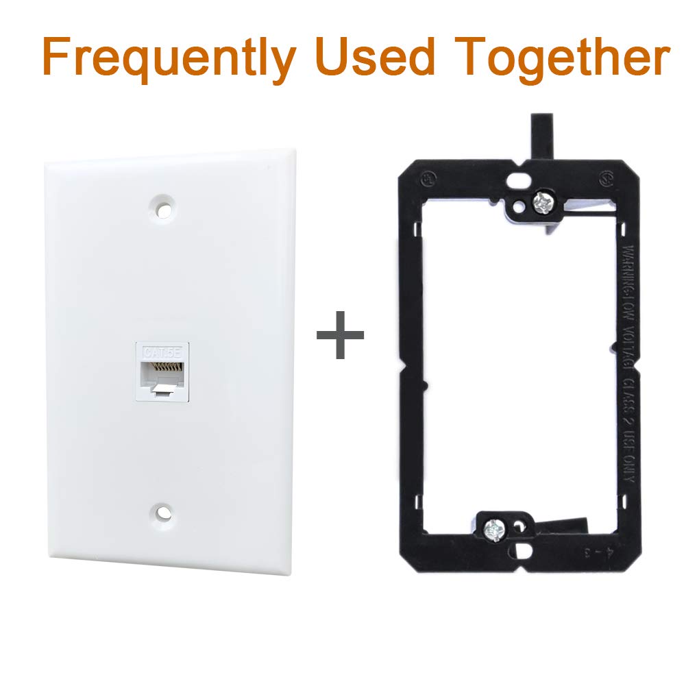 Boplat 1 Port Cat5E Ethernet Wall Plate   Single Gang Cat 5 Keystone Jack Female To Female Cover Plate Compatible With Cat7, Cat