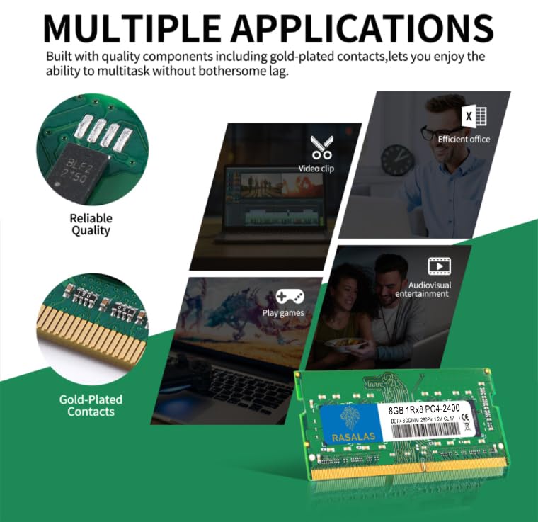 Rasalas 8Gb Ddr4 2400Mhz (Ddr4 2400) Pc4 19200 (Pc4 2400T) Non Ecc Unbuffered 1.2V Cl17 1Rx8 Single Rank 260 Pin Sodimm Laptop M