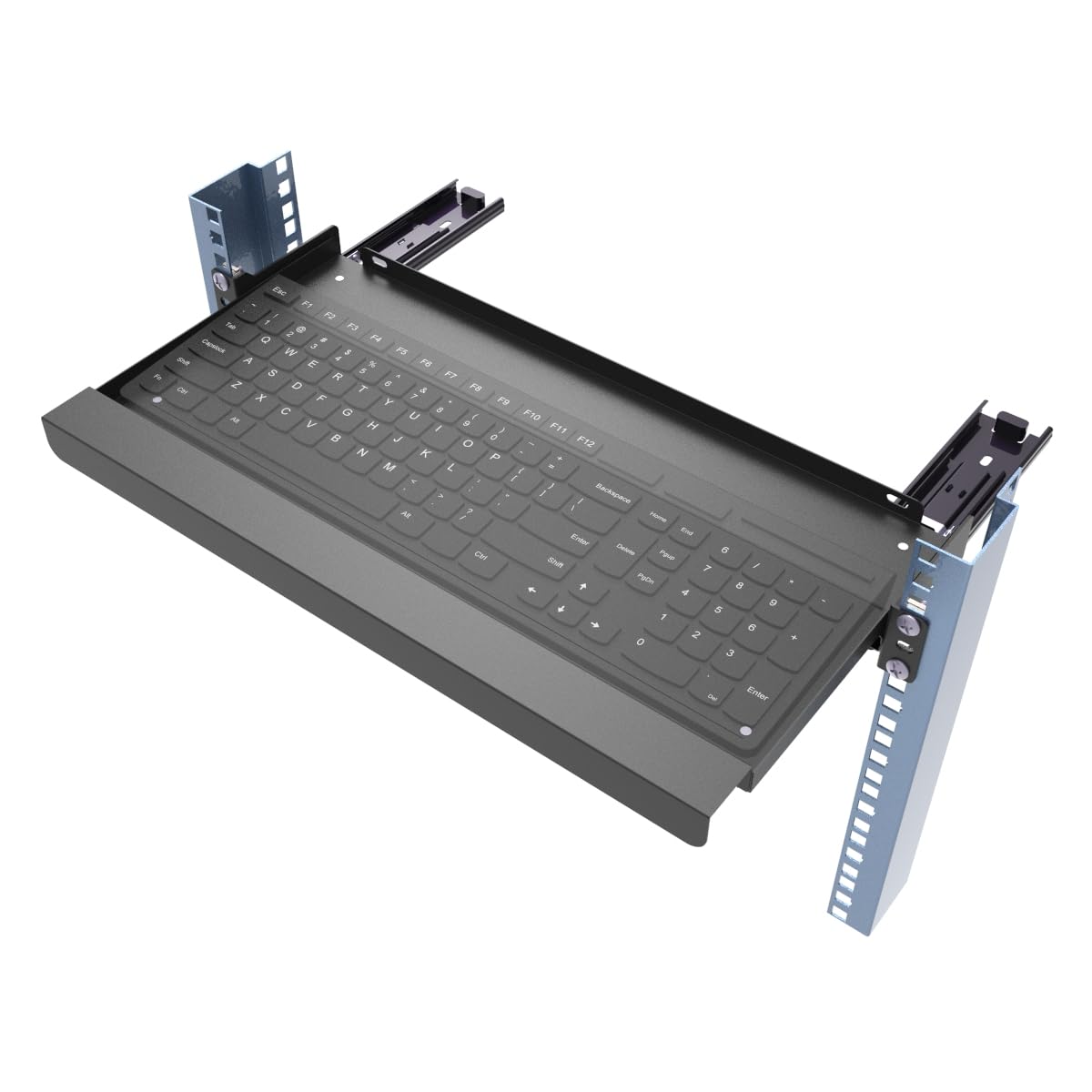 JINGCHENGMEI 1U Keyboard Tray 8 Deep -Universal 19 Rack Mount Sliding Shelf for Network Equipments Server Rack or Cabinet (8inch