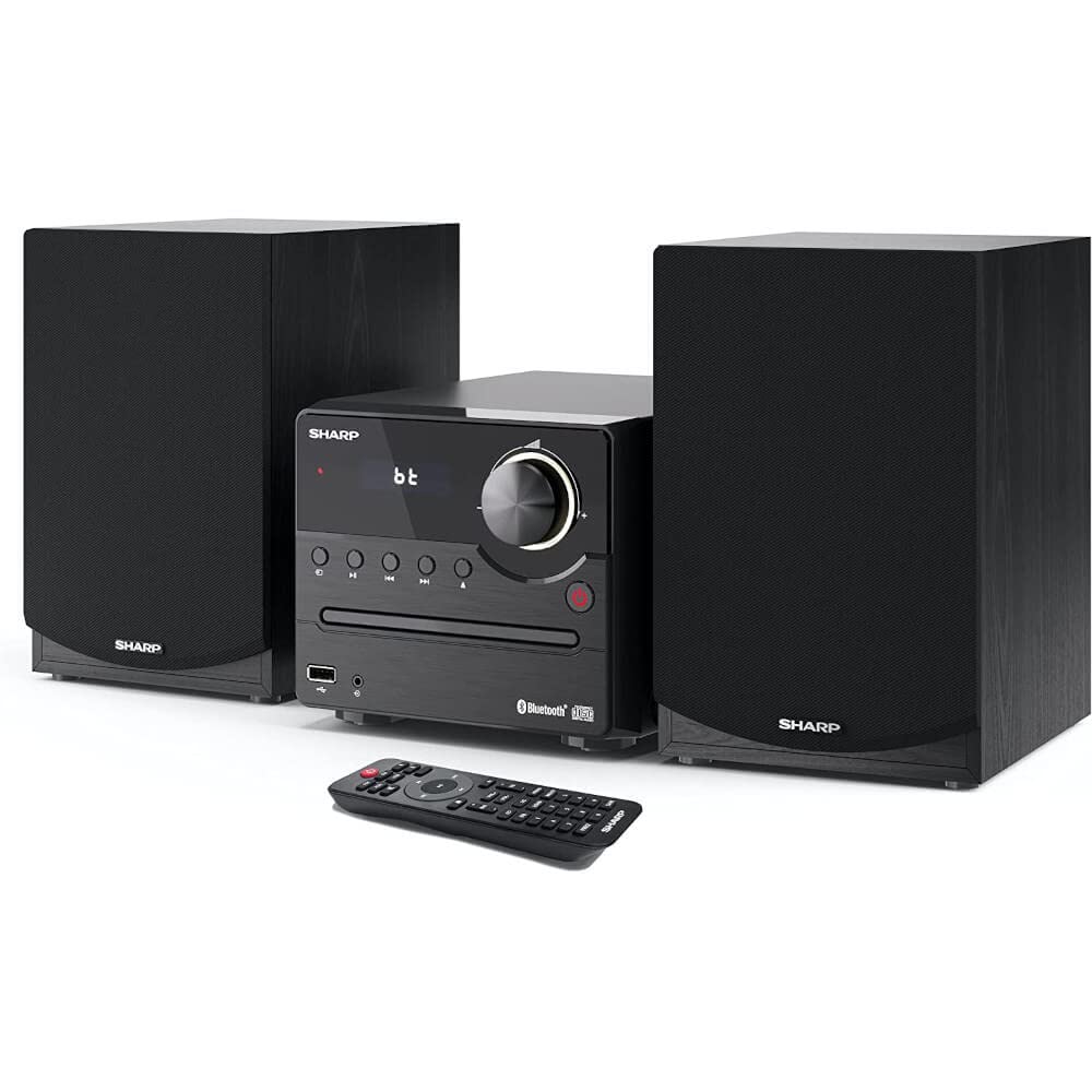 Sharp Xl B512 Micro Component Wireless Bluetooth Audio Streaming & Cd Player Wood Speaker System + Remote, Usb Port, Mp3 Playbac