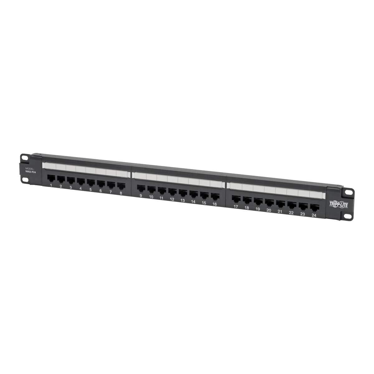 Tripp Lite Cat5 / Cat5e PoE+ Compliant Patch Panel 24-Port 110/Krone 568A/B RJ45 1URM Rackmount TAA (N052-P24)