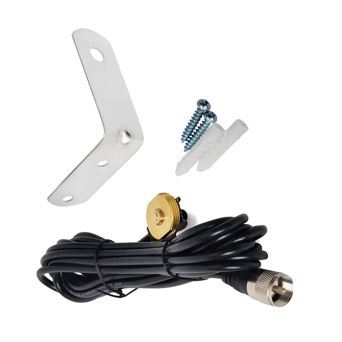 Hys Uhf Vhf 2Meter 70Cm 21Inches Nmo Antenna With Nmo Mount 4Meter(13.1Ft) Pl259(Uhf Male) Rg58 Coax Cable And L Shape Fender Br