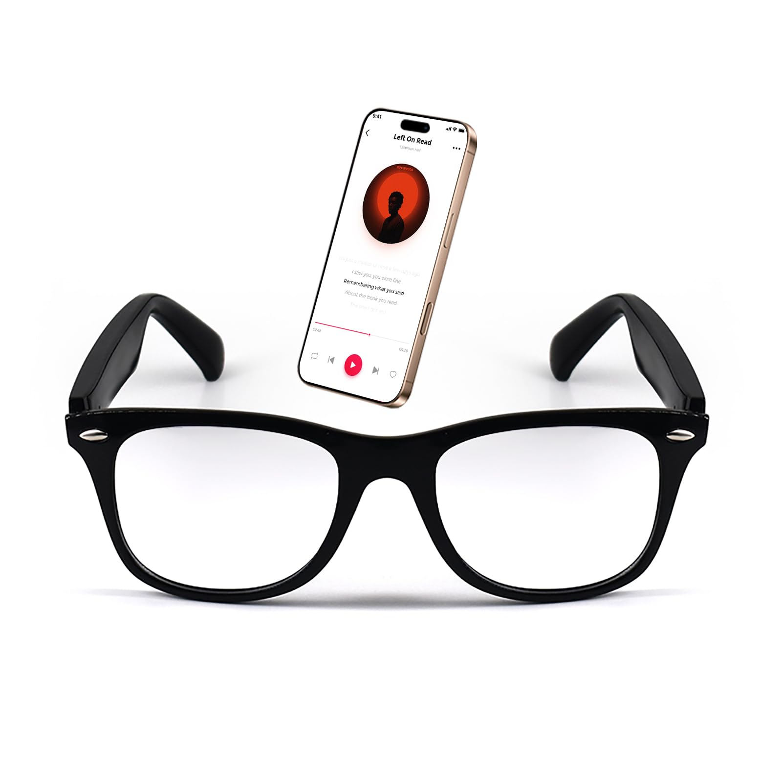 GenXenon Smart Glasses, Bluetooth Audio Glasses for Women Men, Open Ear Sound with Mic & Speakers, Hands Free Calling,Clear Blue