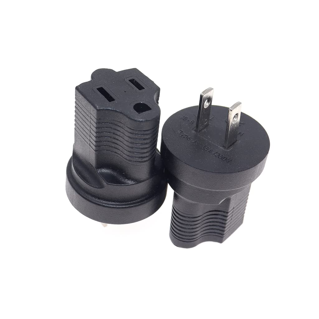 1 15P To 5 15R Power Adapter,Toptekits Nema1 15P Male To 5 15R Female Power Adaptor,Us 2 Pin To 5 15R Adaptor