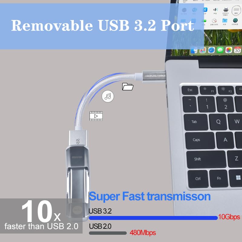 Coupling Usmile Usb C To Usb 3.2 Adapter [2Pcs Silver], Transfer Up To 10Gbps, Type C Male To Usb Female Otg Cable Thunderbolt3
