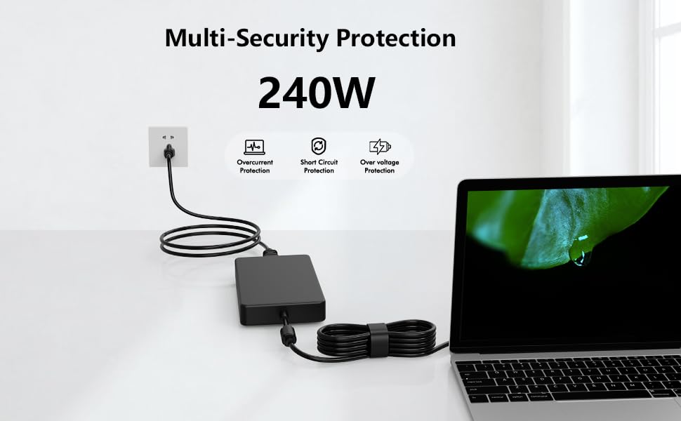 240Watts Laptop Charger For Dell Alienware R1 R2 R3 R4 R5 X15 X16 X17 M17 M17X X17 R2 M15 M18X G5 G15 G7 La240Pm190 Ha240Pm190 Gaming Da240Pm200 La240Pm200 Laptop G15 5511 5520 Power Supply Adapter