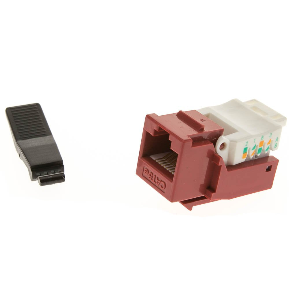 Cablewholesale Cat5E Keystone Jack, Toolless Rj45 Female (Utp) To 110 Punch Down Connector, Red