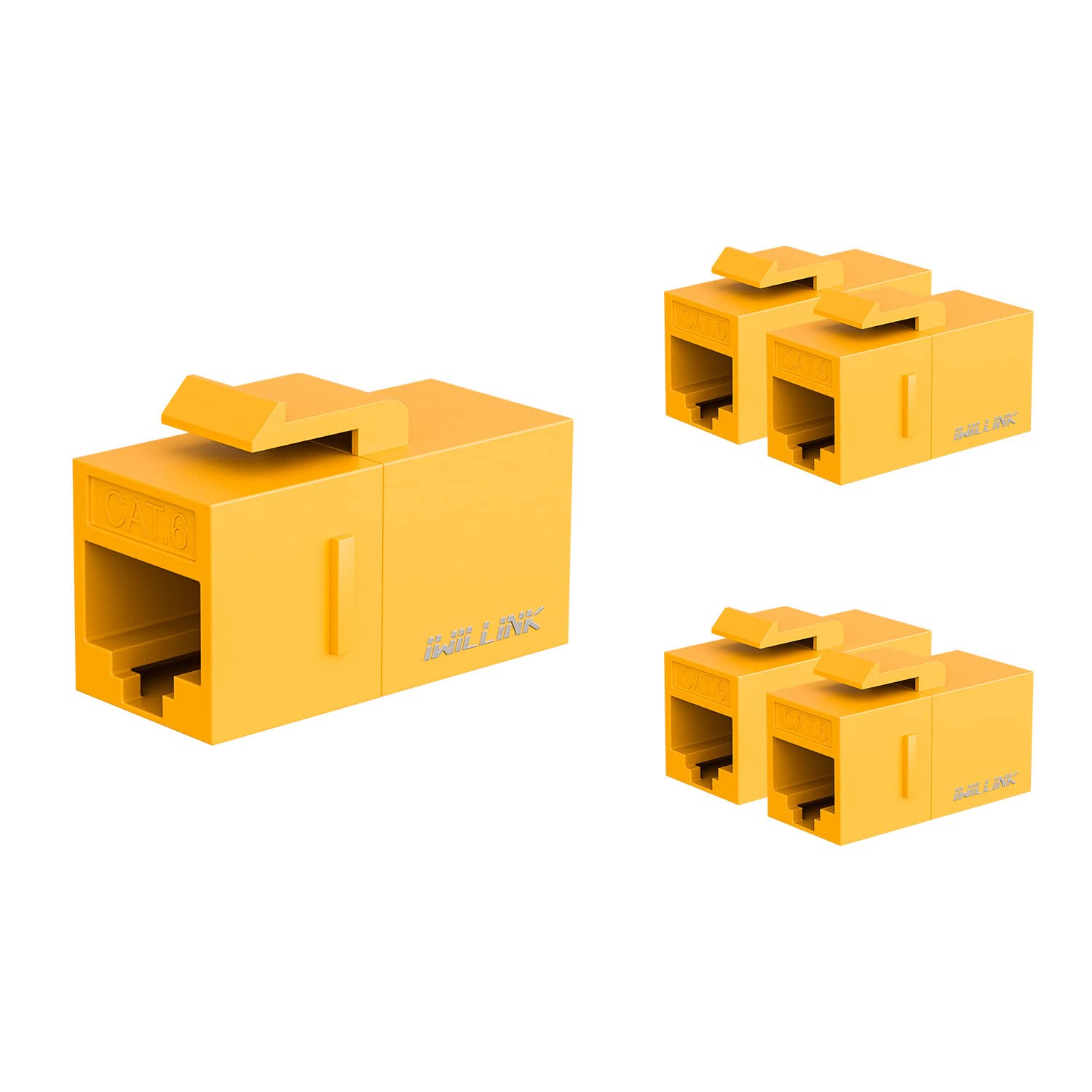 iwillink RJ45 Cat6 Keystone Coupler 5-Pack, Female to Female Cat6 Keystone Jack, UTP Keystone Coupler Insert, Yellow