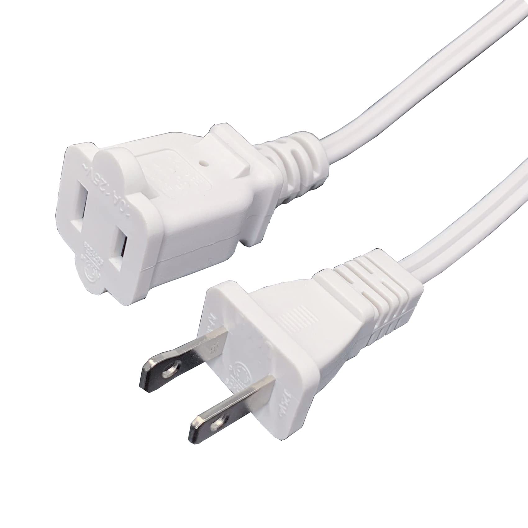 Extension Cord 15 Ft, 2 Prong 18 Gauge Male Female Power Cable, 2 Outlet Saver Power Extension Cords For Nema 5 15P To Nema 5 15