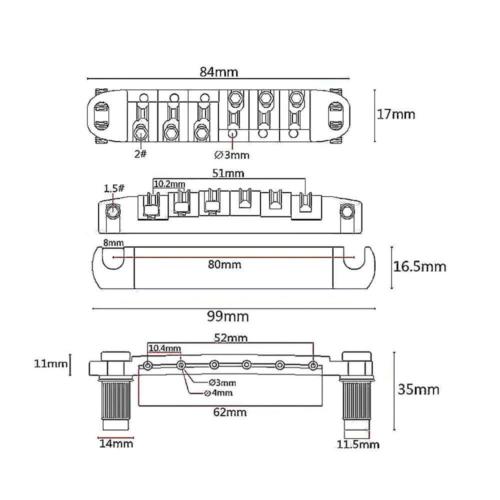 Abr 1 Style Tune O Matic Bridge Tailpiece Roller Saddle Bridge For Gibson Les Paul Gear Replacement (Chrome)