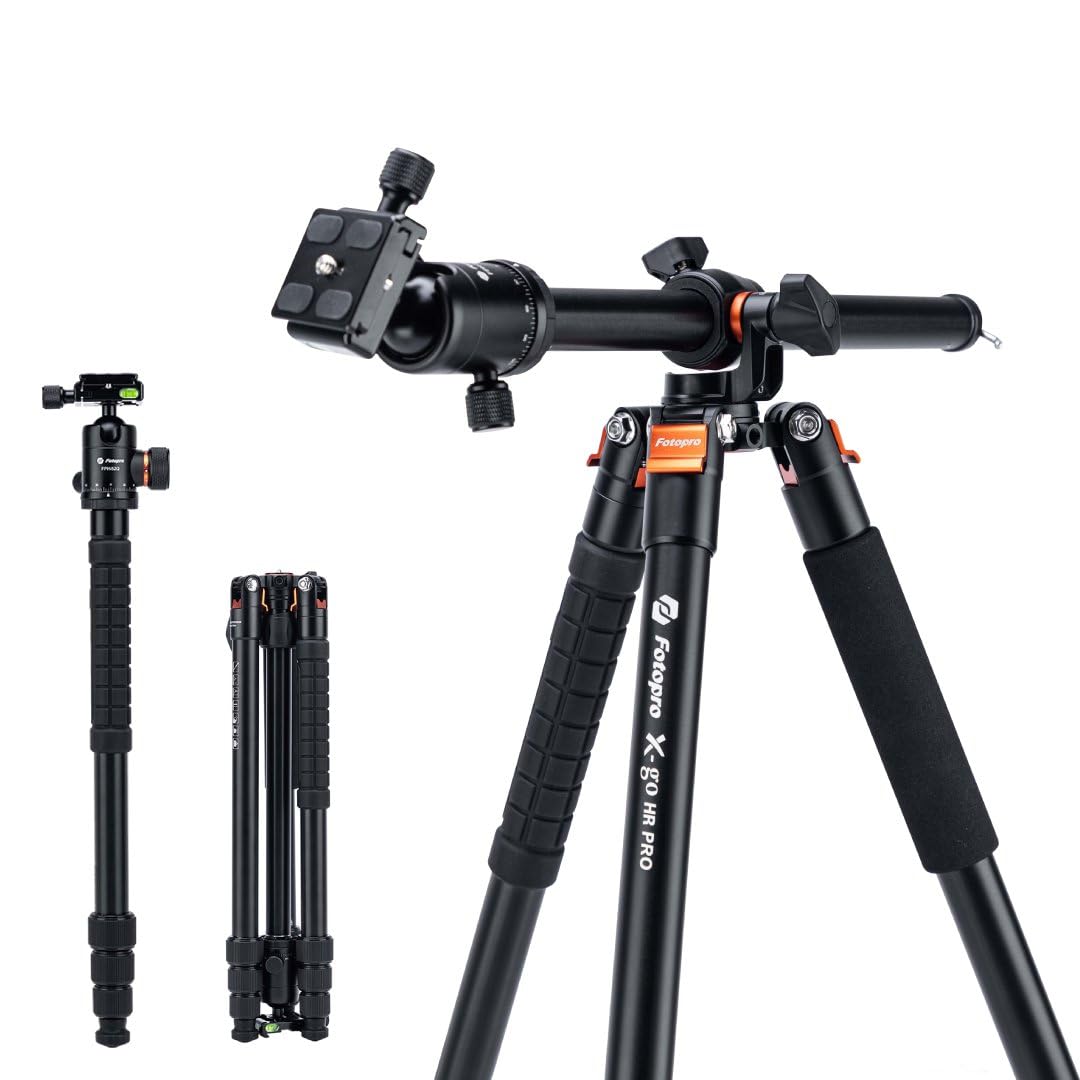 Fotopro 68 inch Camera 360 Horizontal Tripod Monopod with Center Column and Ball Head, Overhead Camera Tripod Mount for DSLR Cam