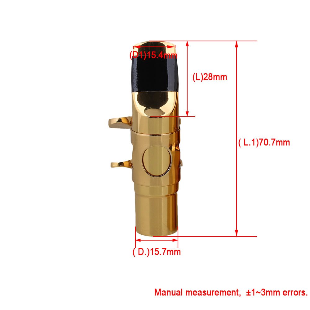 Yibuy #7 Golden Brass B-Flat Soprano Saxophone Mouthpiece With Ligature Reed