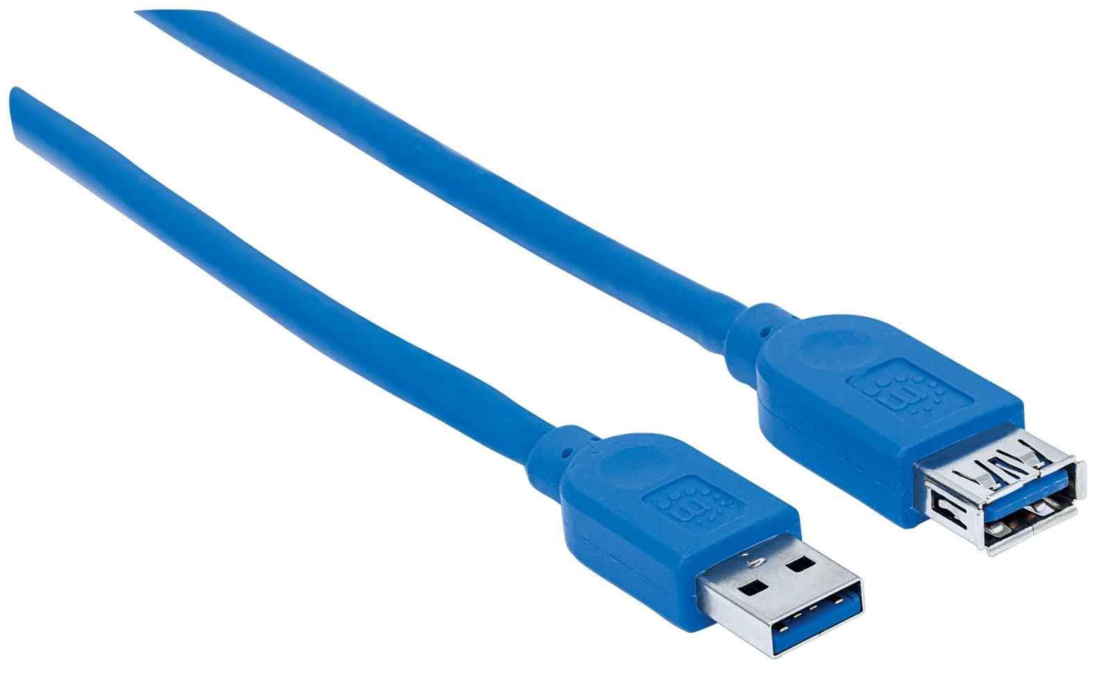 Manhattan A Male/A Female, 2M Superspeed Usb Extension Cable, Blue (322379)