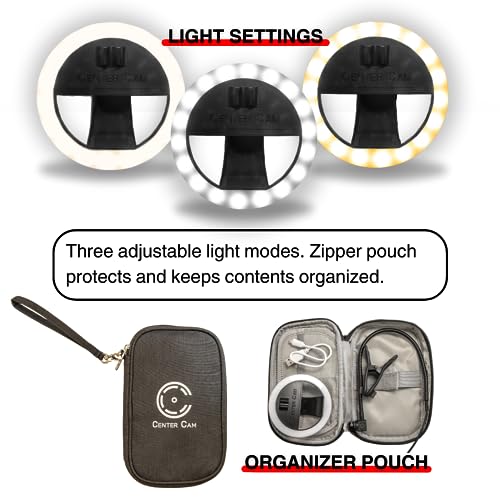Center Cam Deluxe Package   Middle Screen Hd 1080P Webcam, Led Ring Light, Carrying Case, Conference Lighting Kit For Zoom Meeti