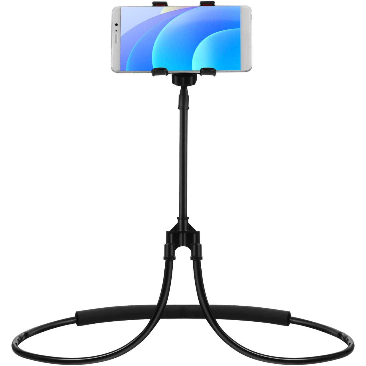 Housoutil Adjustable Neck Phone Holder, U-Shape Lazy Phone Stand, Black Neck Holder for Bedside and Desktop Use Perfect for Live